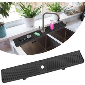 Kitchen Sink Splash Guard, 30" Sink Splash Guard, Faucet Mat, Longer Silicone